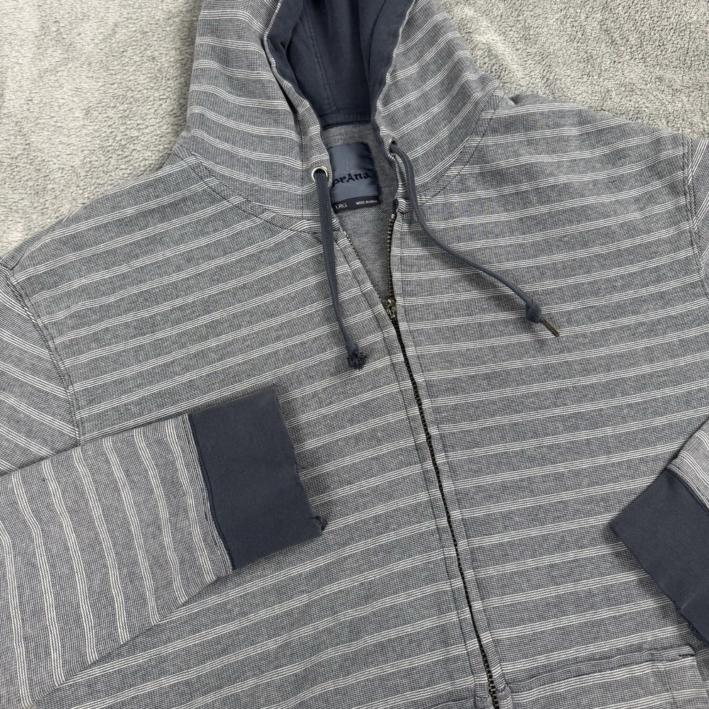 Vintage PrAna Heavyweight Full Zip Cargo Hoodie Size Large Grey- Blue ** read**